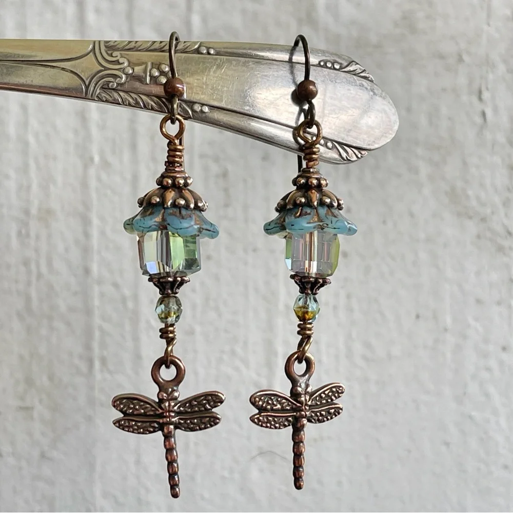 ARTISAN Earrings - “Dragonfly Lanterns” Dangles - Picture 9 of 12